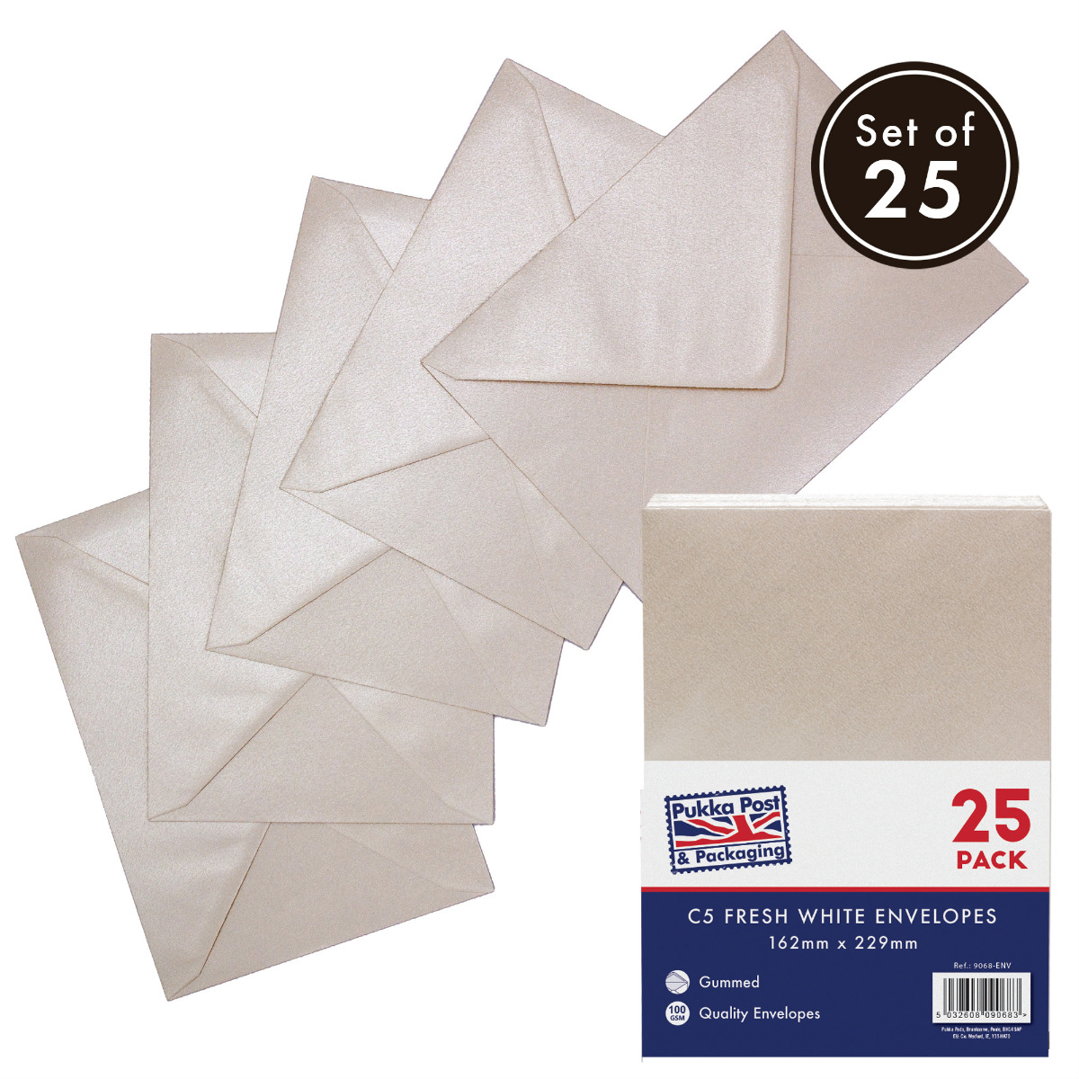 Pukka Post & Packaging C5 Fresh White Envelopes - Pack of 25