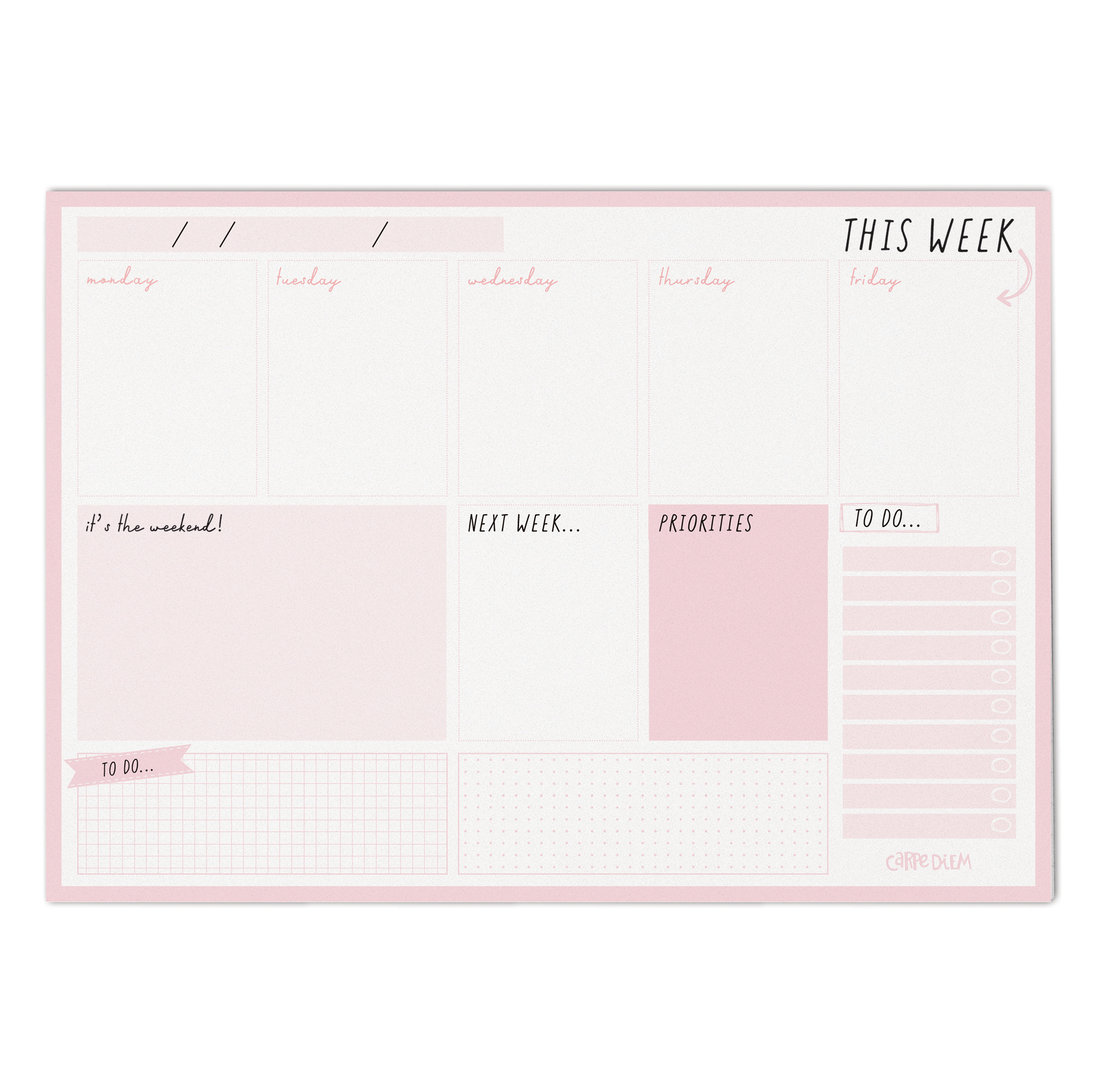 Carpe Diem Weekly Planner Pad - Ballerina Pink