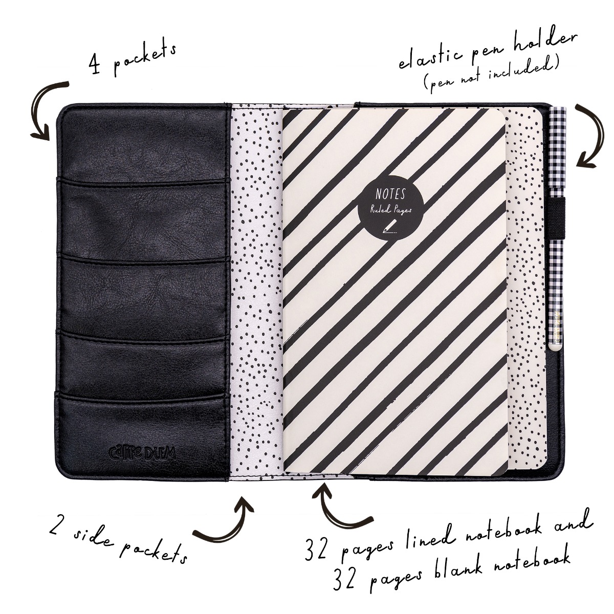 Carpe Diem Traveller Notebook Holder - Buffalo Check