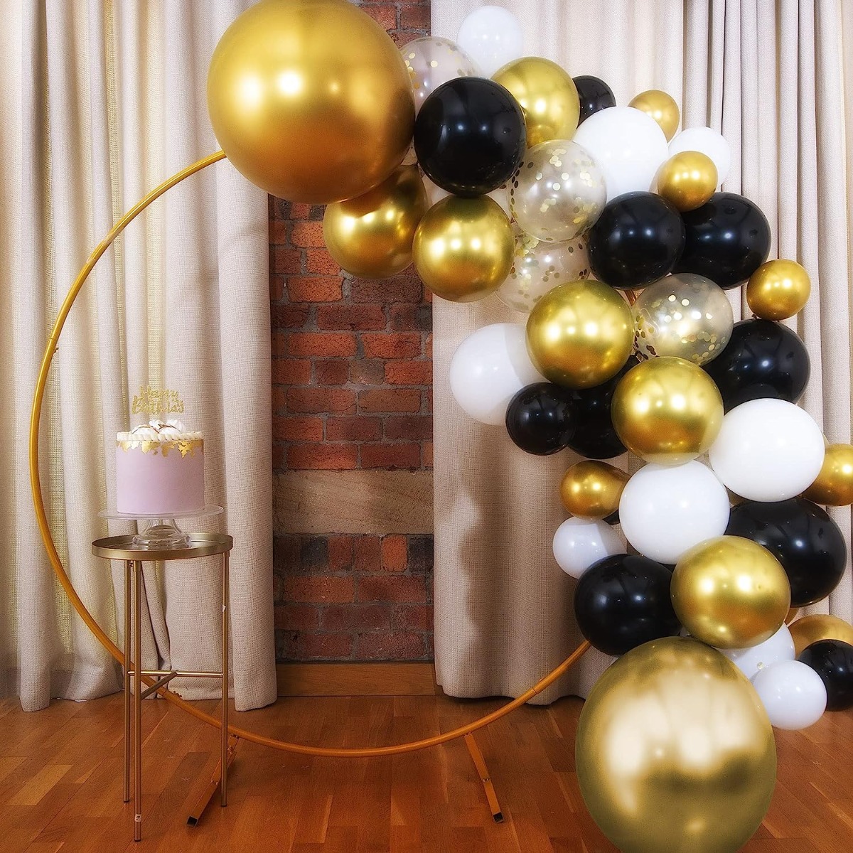 Pukka Party Black and Gold Balloon Arch Kit