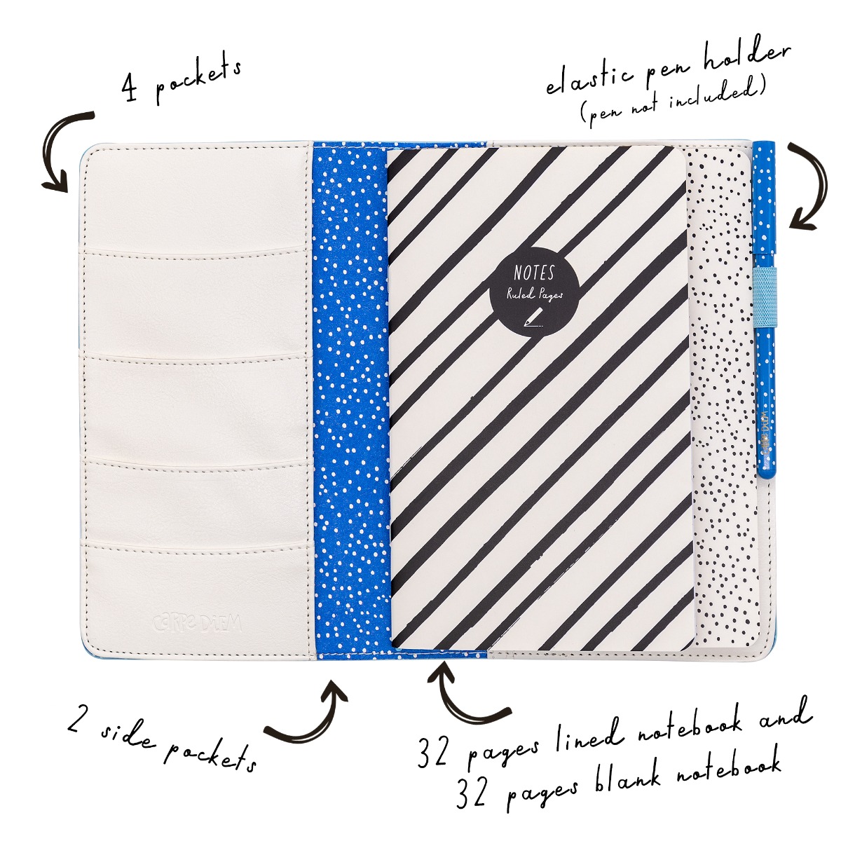Carpe Diem Traveller Notebook Holder - Feathers