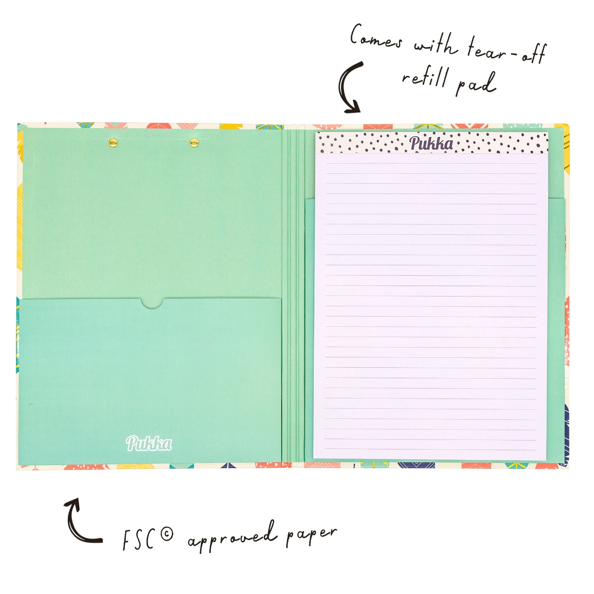 Pukka Pads A4 Fashion Clip Board Padfolio in Feathers