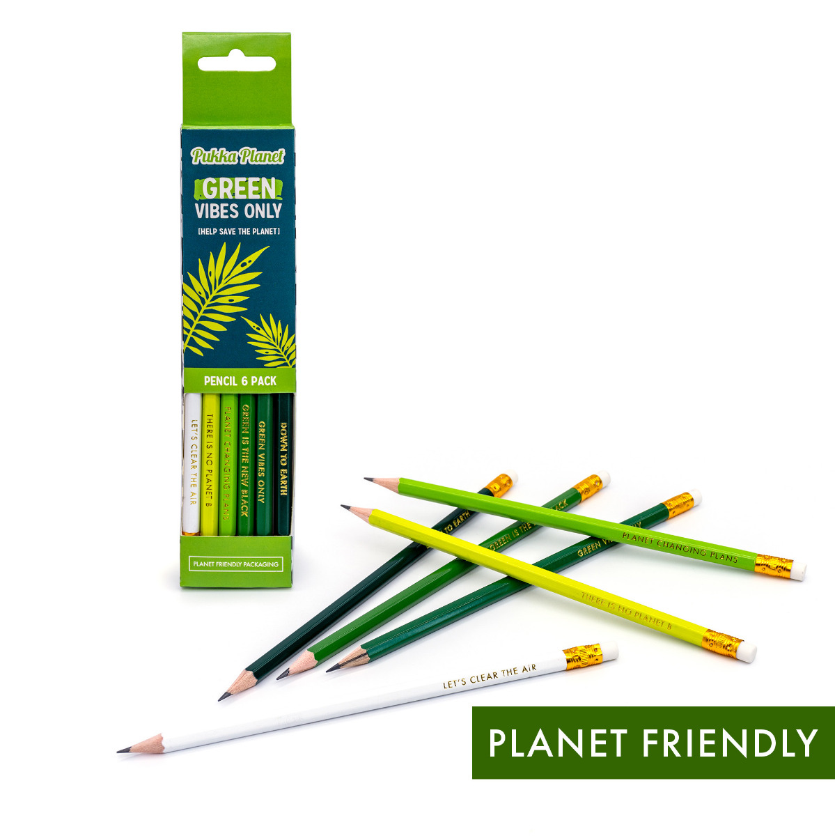 Pukka Planet "Green Vibes Only" Pencils - 6 Pack