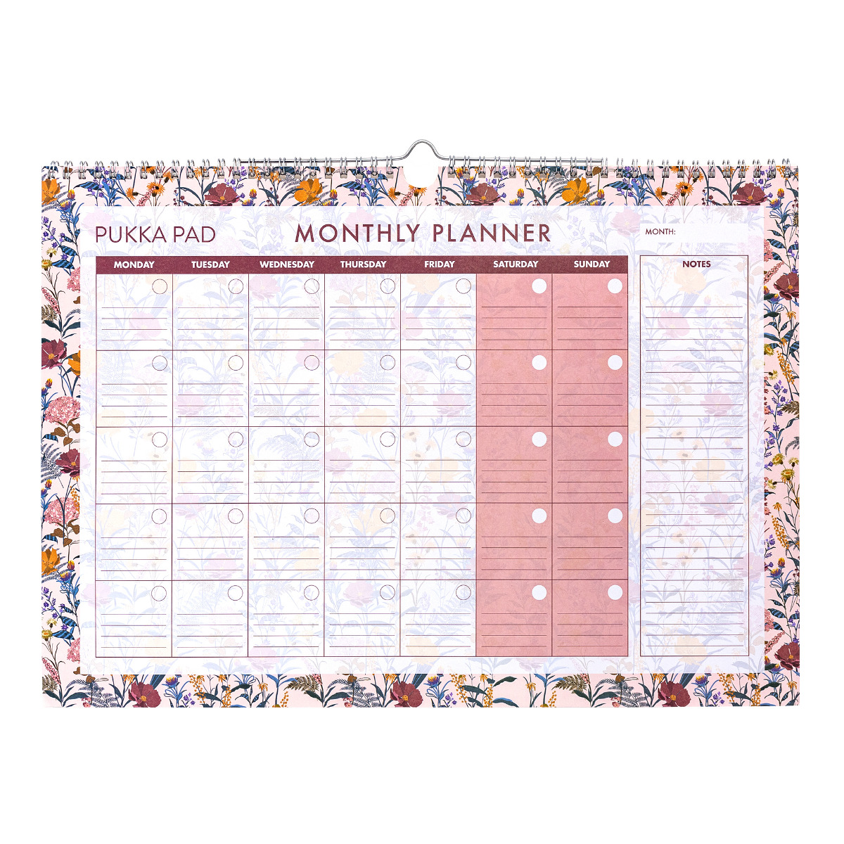 Pukka Pads Bloom Undated Monthly Wall Planner - Cream