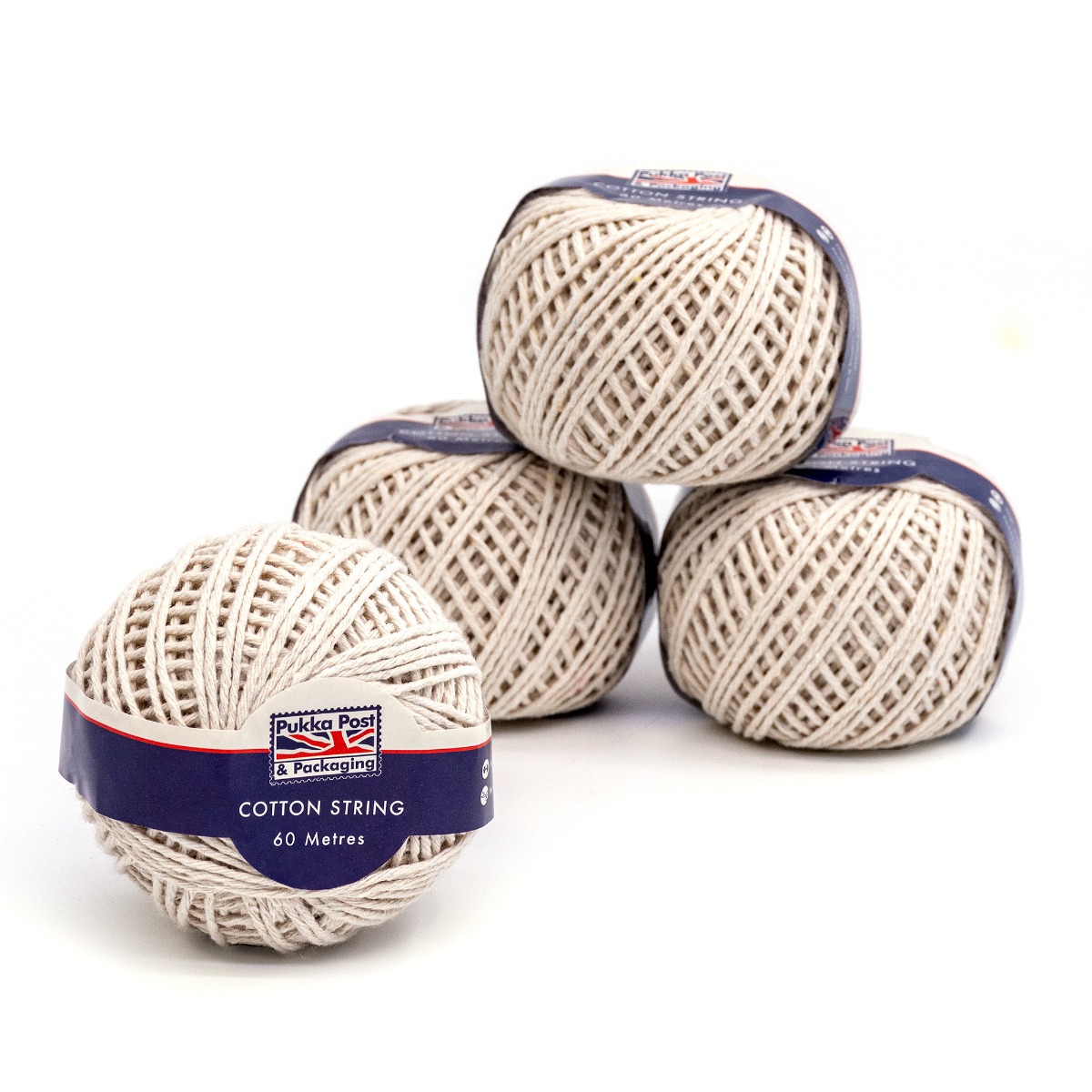 Pukka Post & Packaging Cotton String Ball 60m - Pack of 4