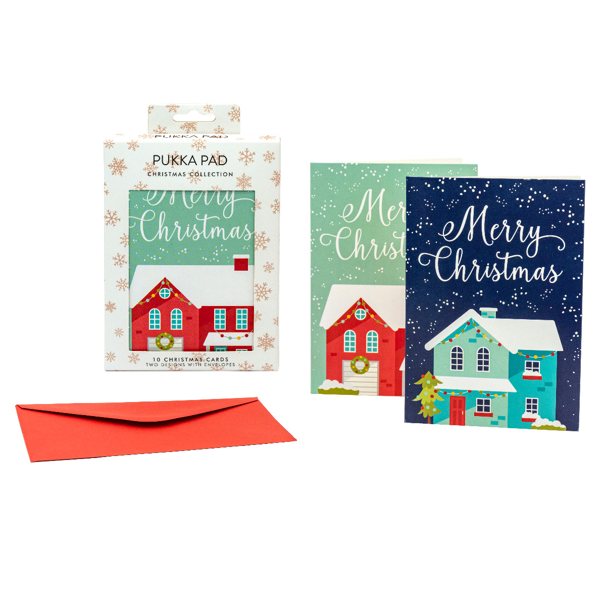 Pukka Pads Snowy Christmas House 10 pack of Christmas Cards
