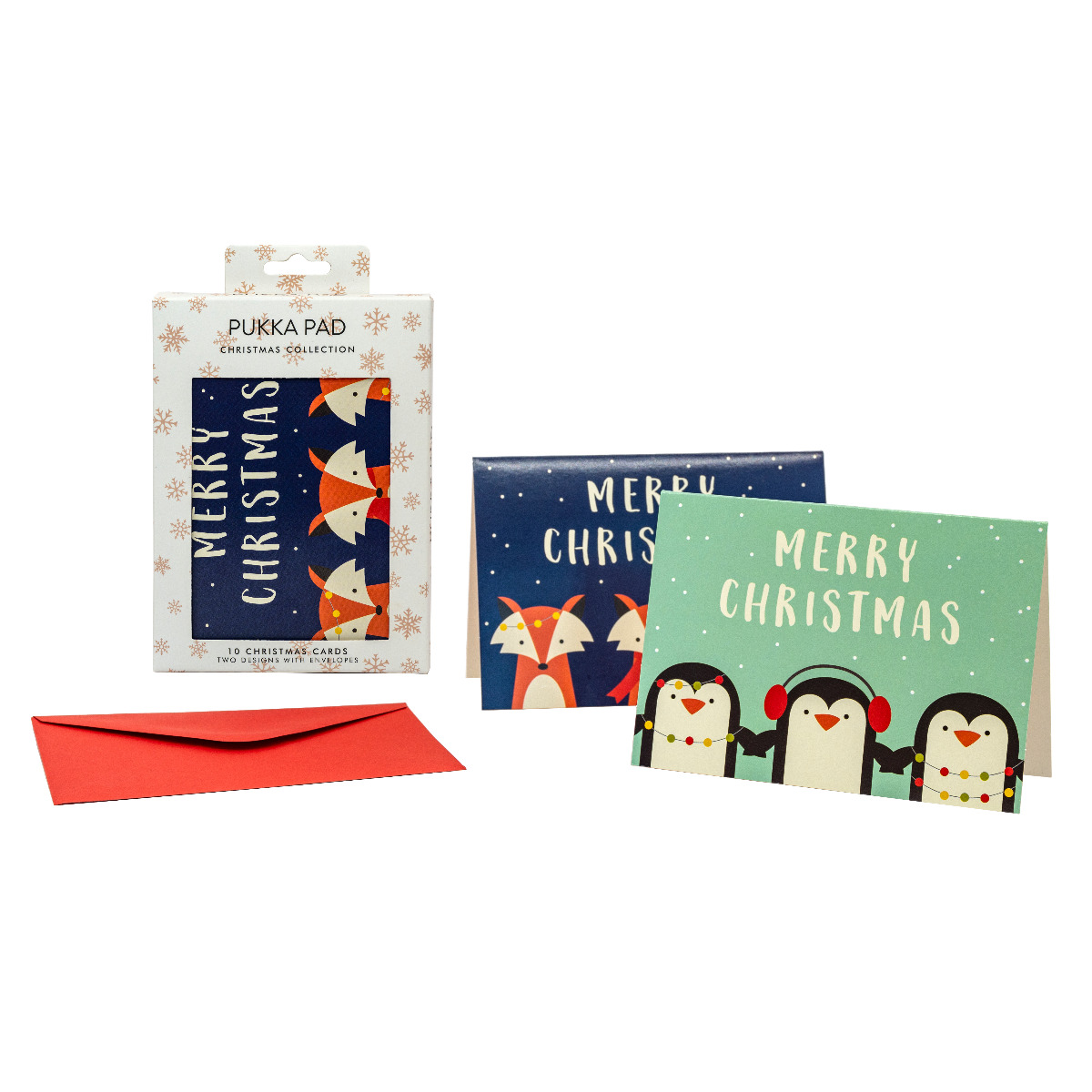 Pukka Pads Penguins and Foxes 10 pack of Christmas Cards