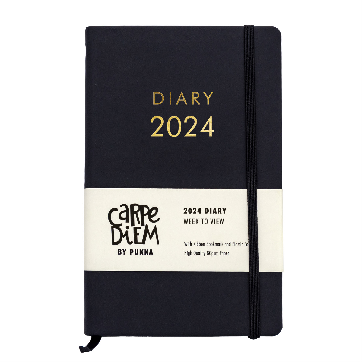 Carpe Diem Soft Cover 2024 Diary Black - Pukka Pads