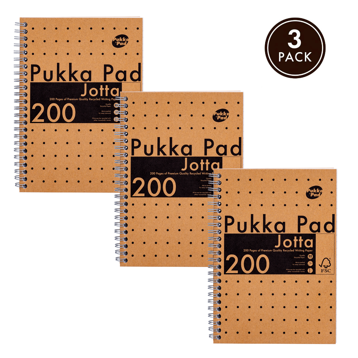 Pukka Pads Kraft A5 Lined Jotta Notebook - Pack of 3