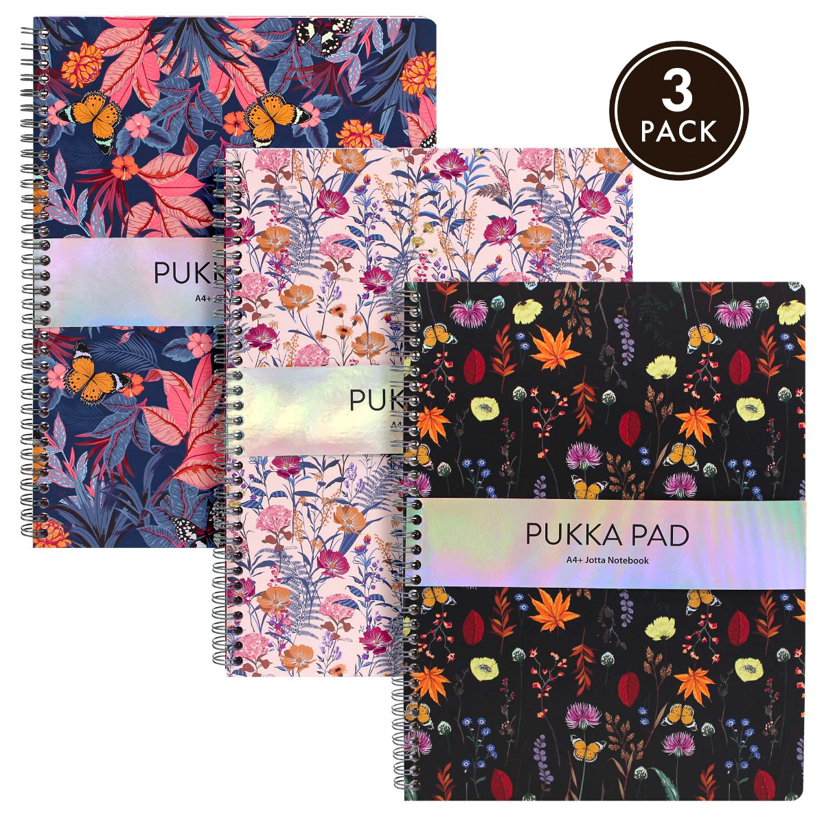 Pukka Pads Bloom Lined A4+ Jotta - Assorted Pack of 3
