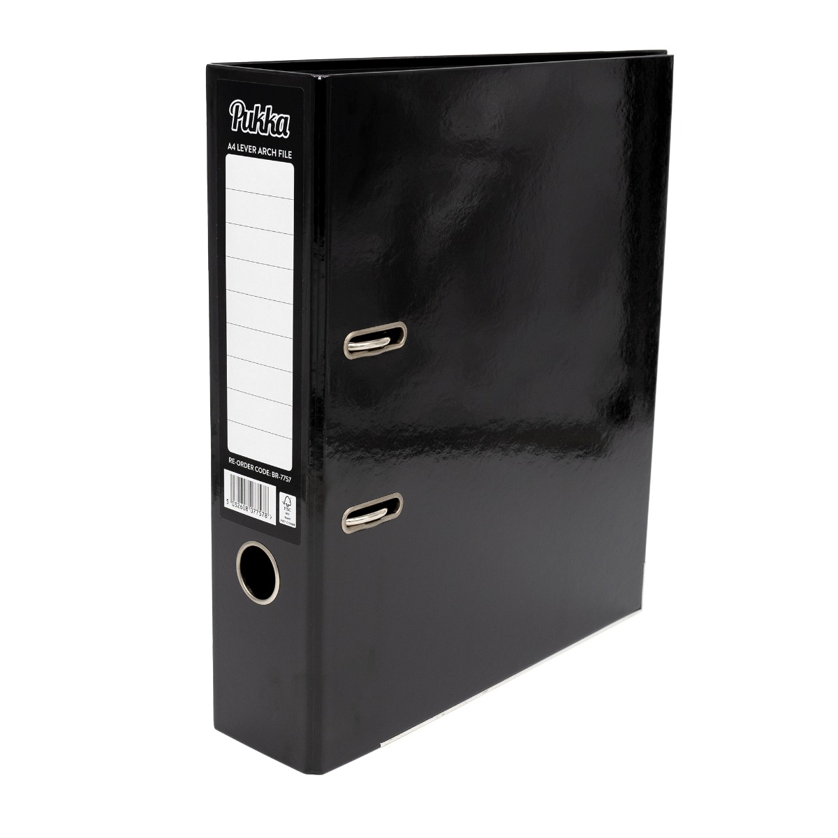 Pukka Pads lever arch files in black, the A4 lever arch files are made out of strong paperboard with sturdy metal rings. The files measure 320mm x 280mm x 75mm and are designed to fit in A4 documents. There is also a thumb hole for easy retrieval. Made in