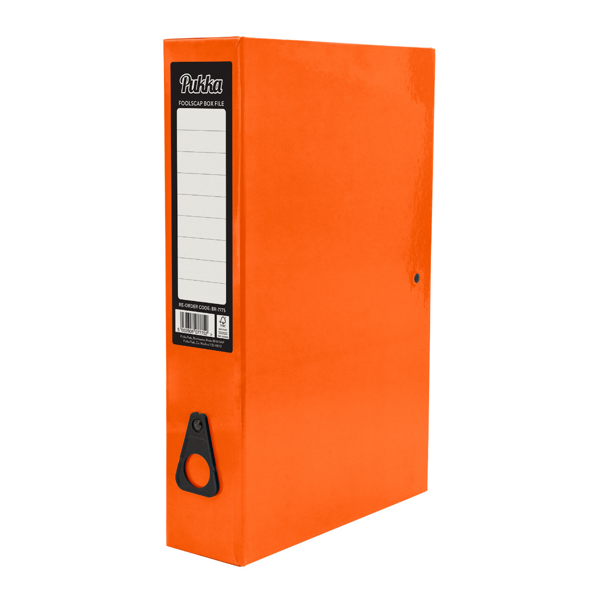 Pukka Pads Brights box files in orange, ideal for document organisation. The foolscap files measure 370mm x 240mm x 75mm and offer space for up to 500 sheets of paper. Each file in made in the UK and made from high quality laminated paperboard with a glos