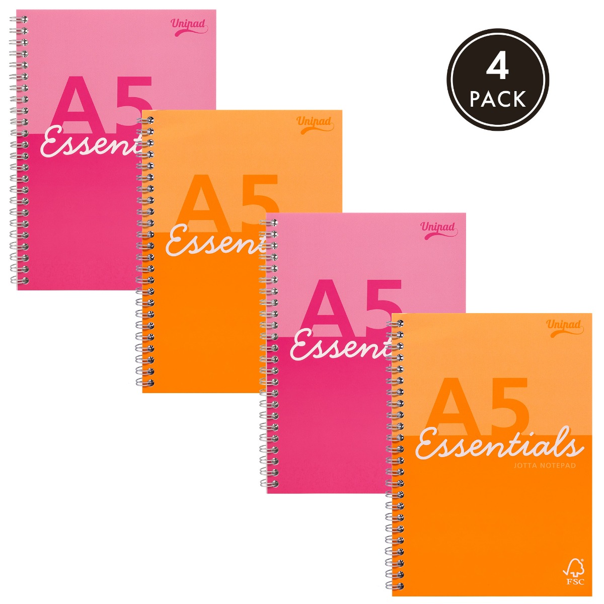 Pukka Unipad Essentials A5 Lined Jotta Notebook - Assorted Pack of 4
