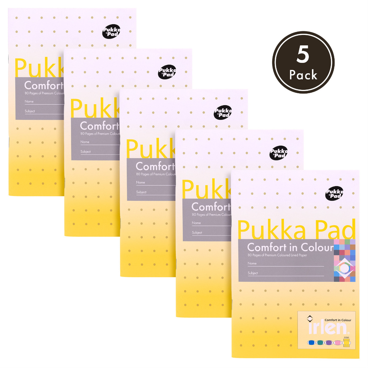 Pukka Pads Irlen A5 Exercise Books in Gold - Pack of 5