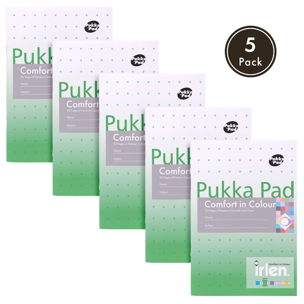 Pukka Pads Irlen A5 Exercise Books in Green - Pack of 5