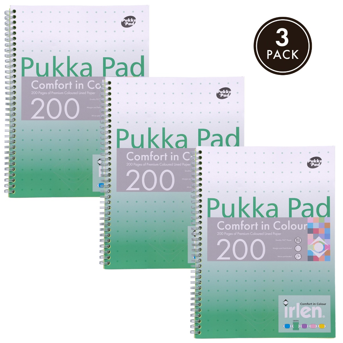Pukka Pads Irlen A4 lined Jotta Notebook in Green - Pack of 3