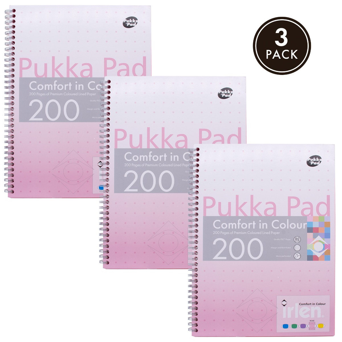 Pukka Pads Irlen A4 Lined Jotta Notebook in Rose - Pack of 3