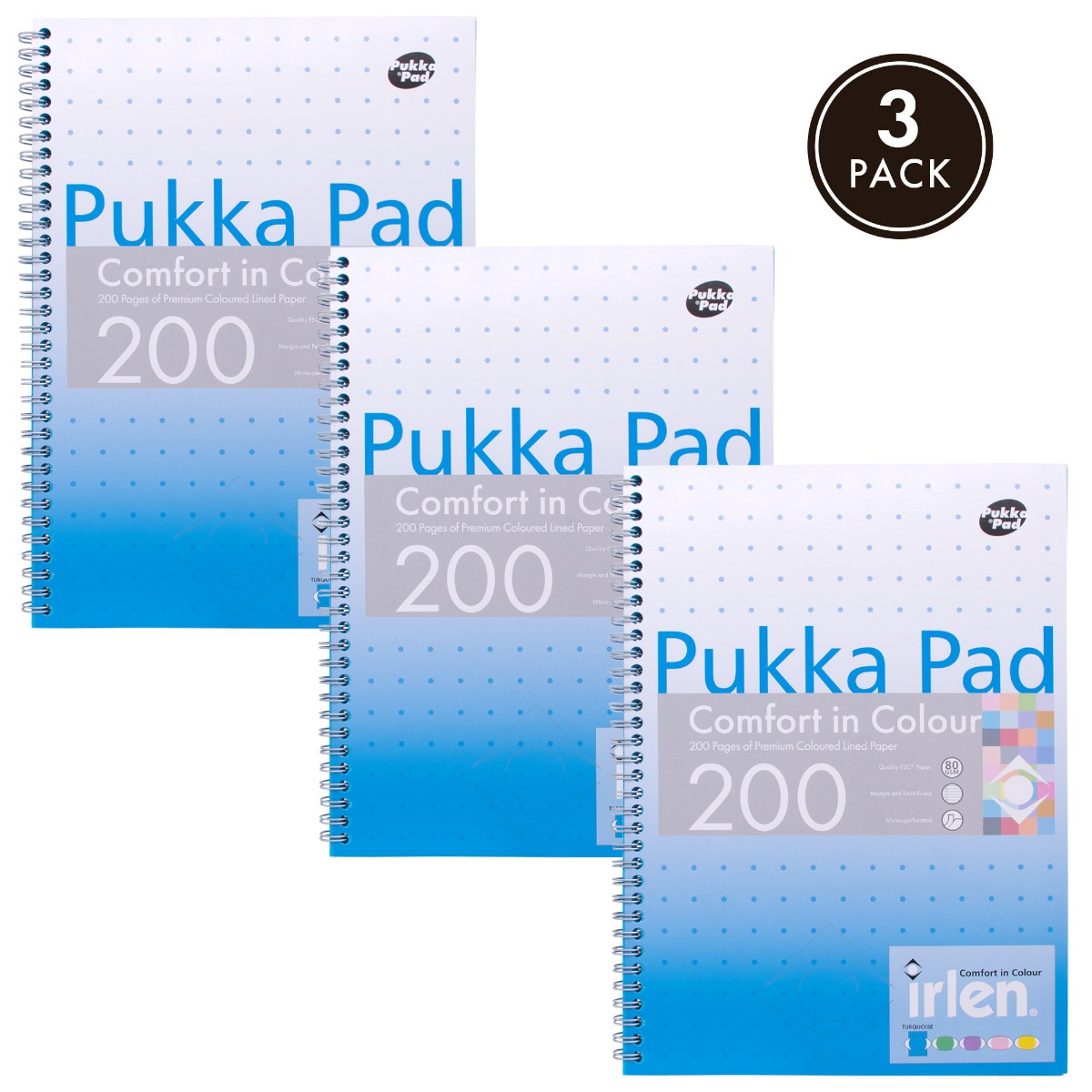 Pukka Pads Irlen A4 Lined Jotta Notebook  in Turquoise - Pack of 3