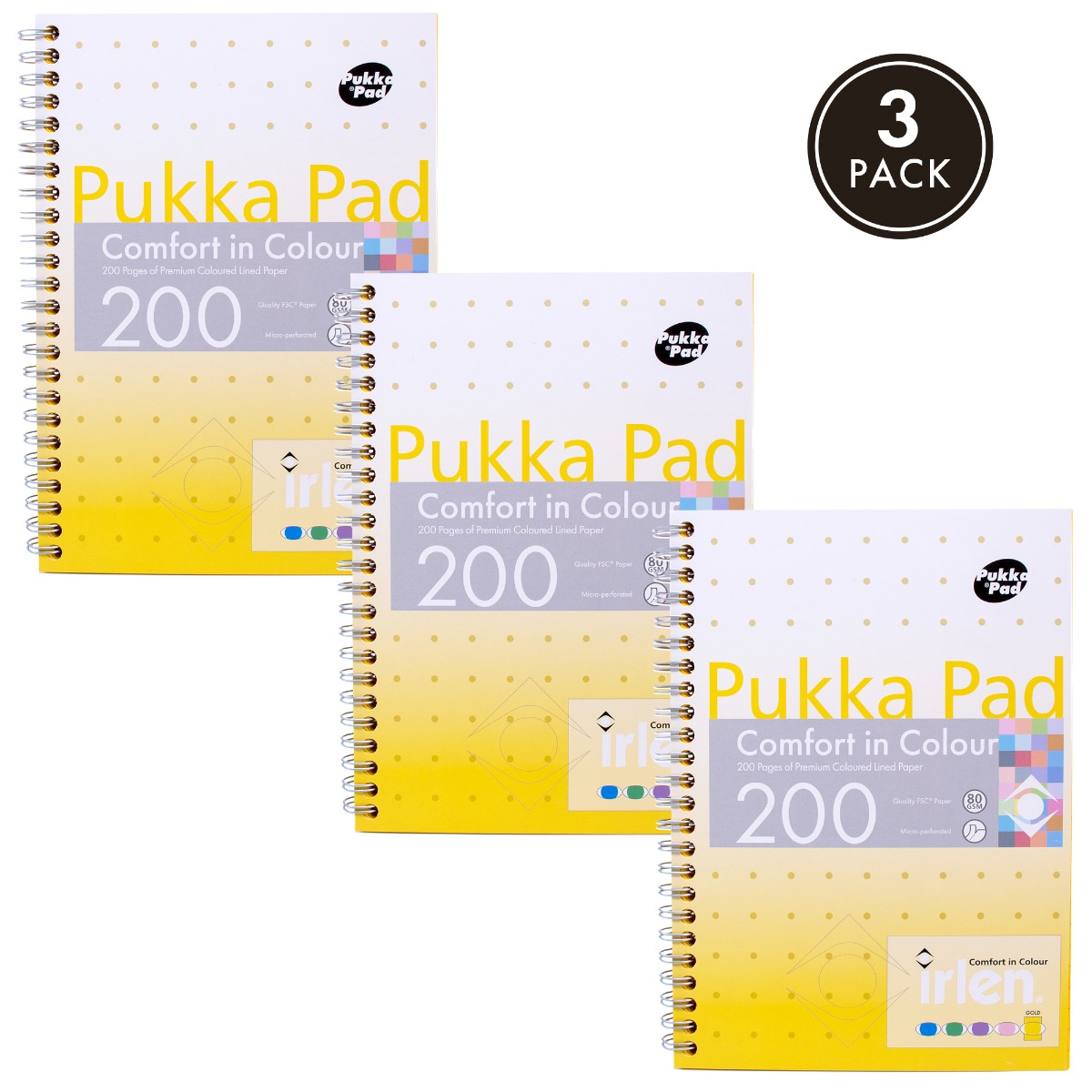 Pukka Pads Irlen A5 Lined Jotta Notebook in Gold - Pack of 3