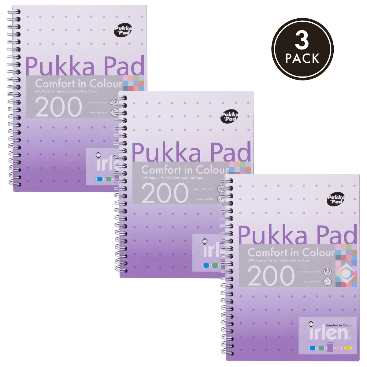 Pukka Pads Irlen A5 Lined Jotta Notebook in Lavender - Pack of 3