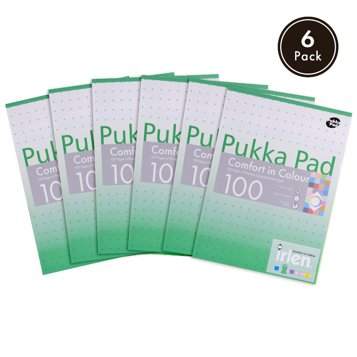 Pukka Pads Irlen A4 Lined Refill Pad in Green - Pack of 6