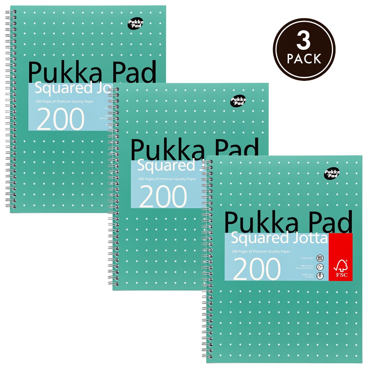 Pukka Pads A4 Metallic Squared Jotta Notebook - Pack of 3
