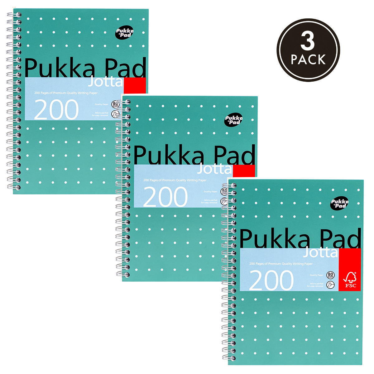 Pukka Pads A5 Lined Metallic Jotta Notebook - Pack of 3