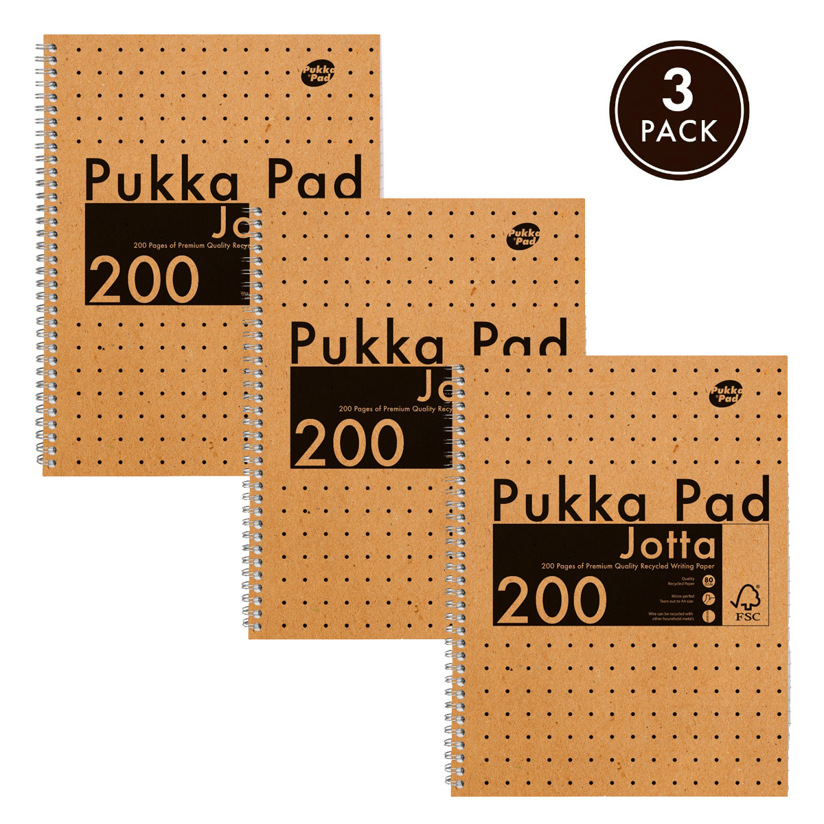 Pukka Pads Kraft Lined A4 Jotta Notebook - Pack of 3