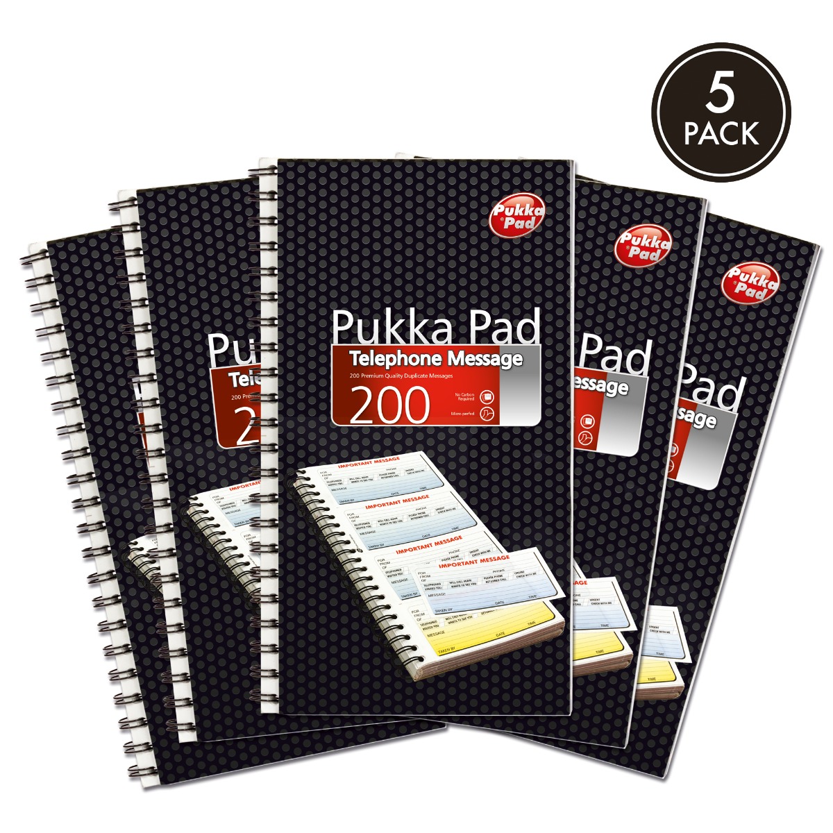 Pukka Pads Telephone Message Pad 200 Entries - Pack of 5