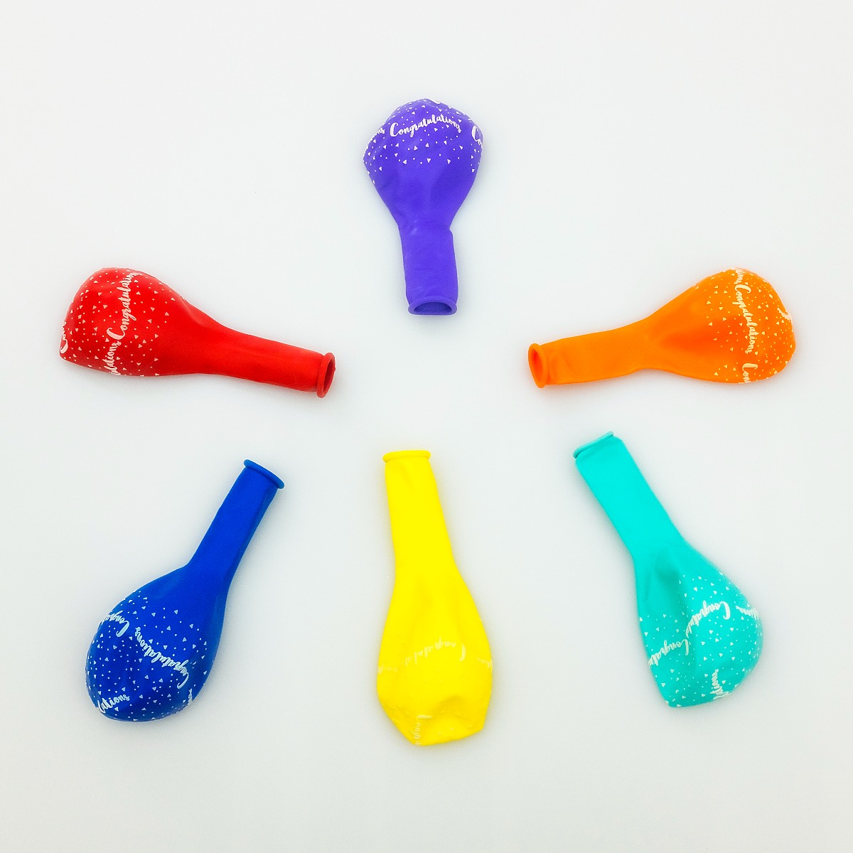 Congratulations 12-inch Assorted Colour Balloons - 6 Pack