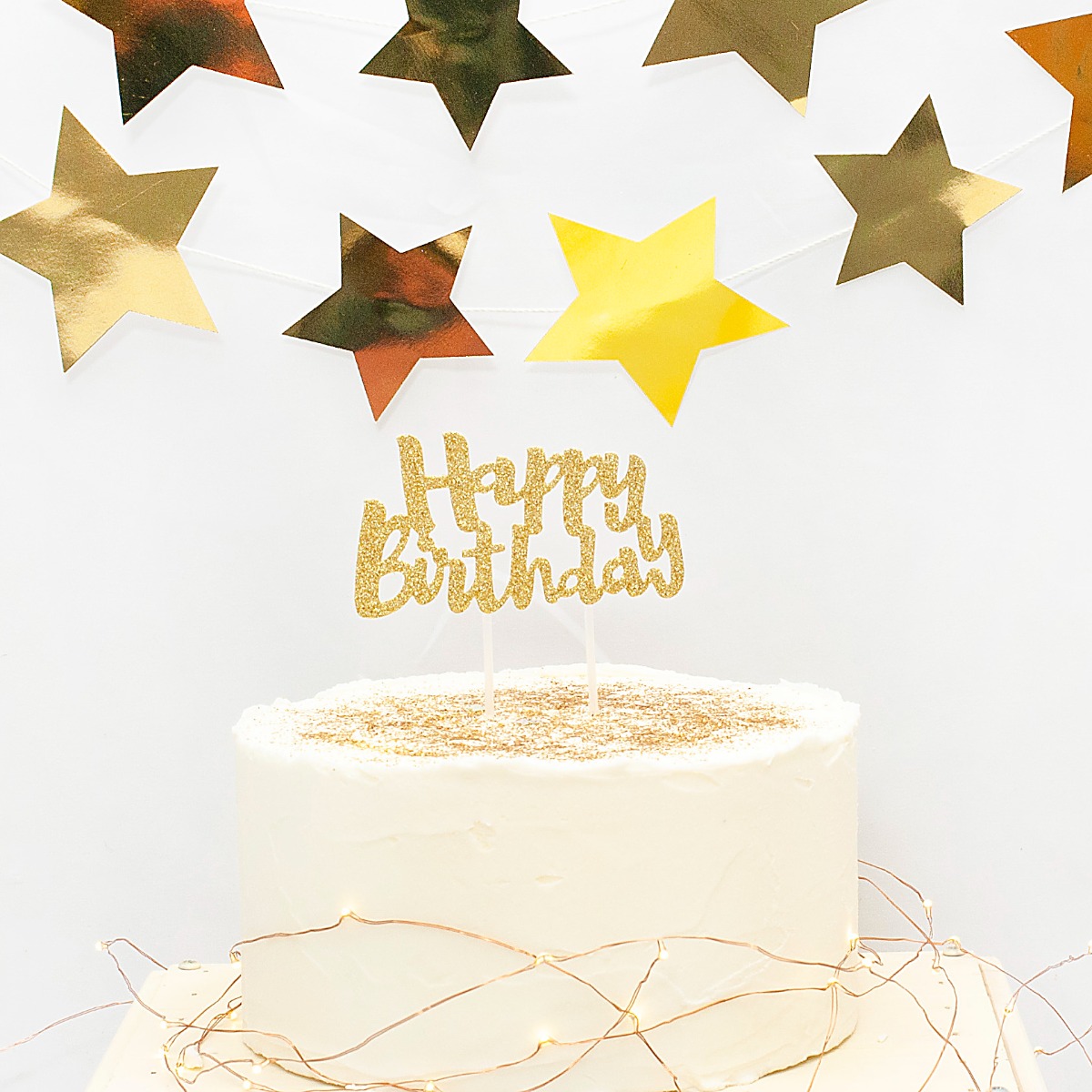 Shimmering Gold Glitter-Birthday Cake Topper – Trophy Cupcakes