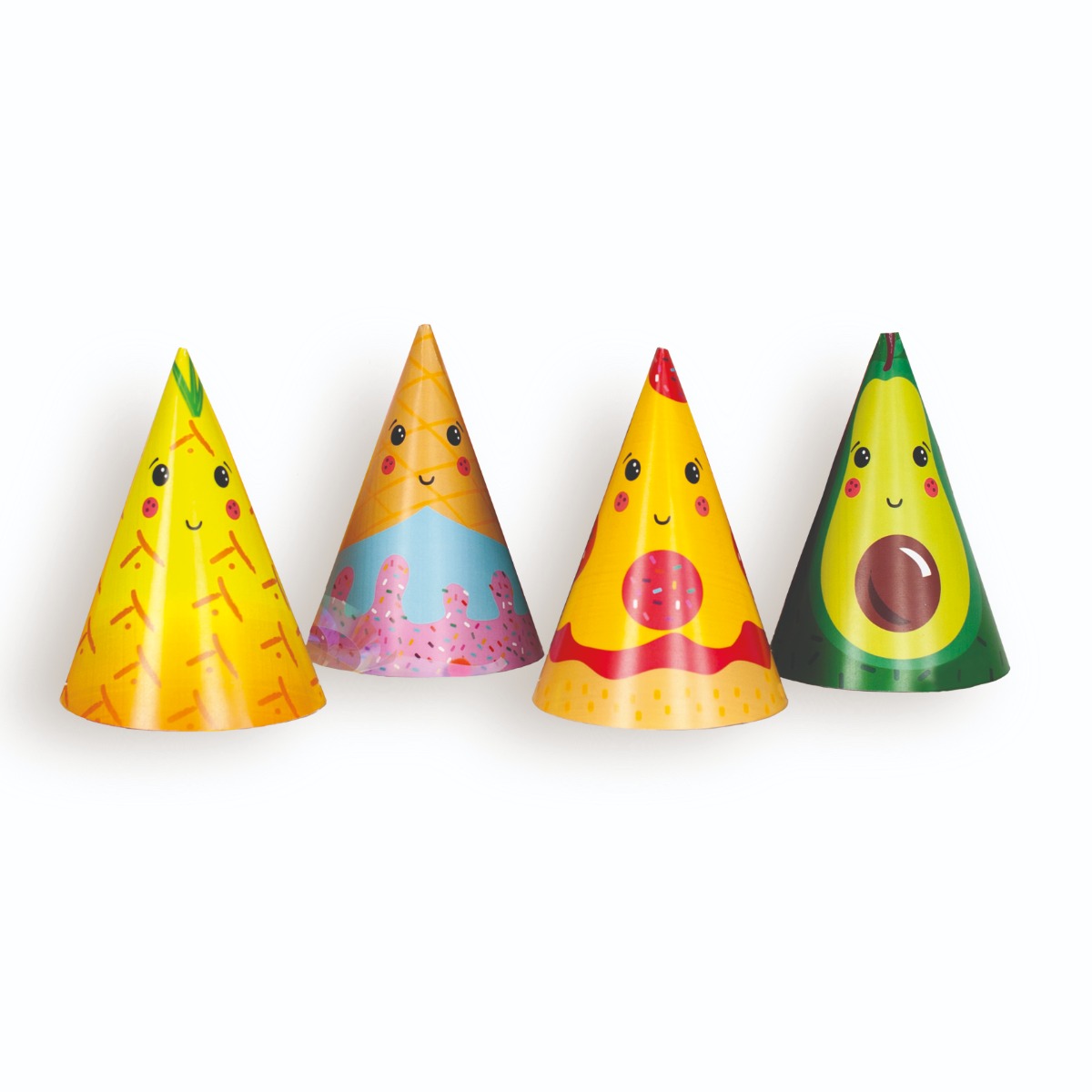 Pukka Party Food Character Party Hats - Pack of 4
