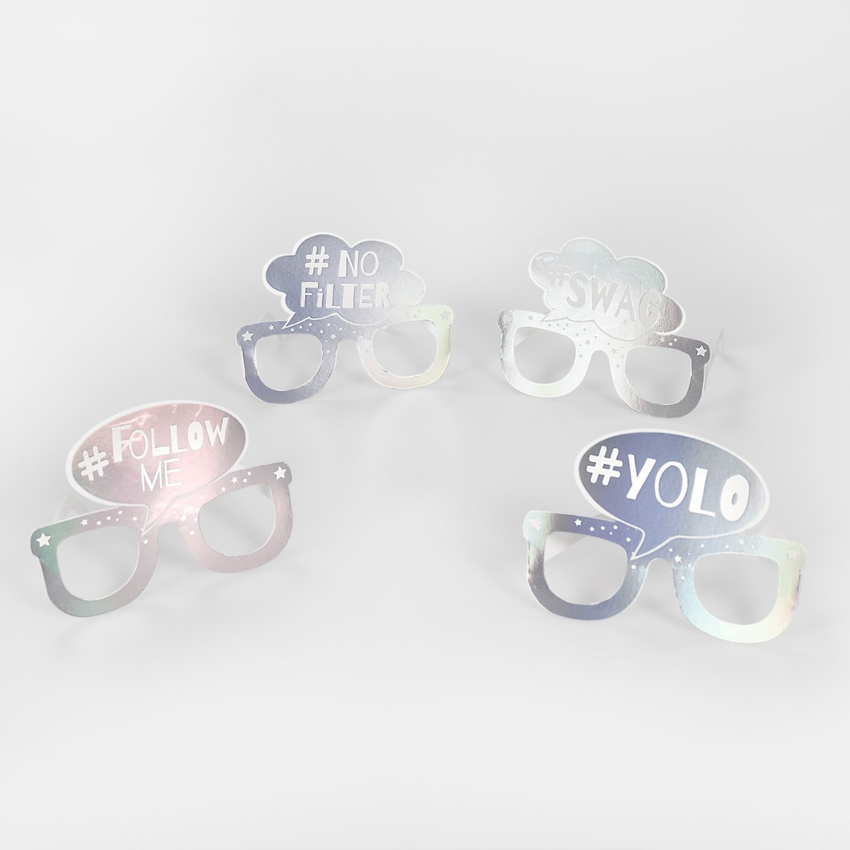 Pukka Party Silver #Selfie Fun Glasses - Pack of 4