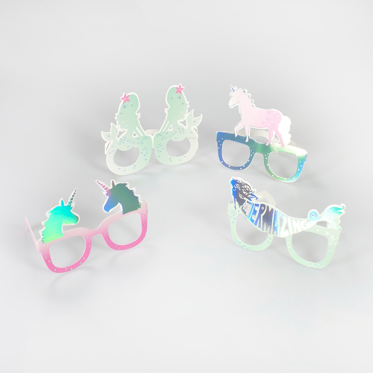 Pukka Party Foil Unicorn and Mermaid Fun Glasses - Pack of 4