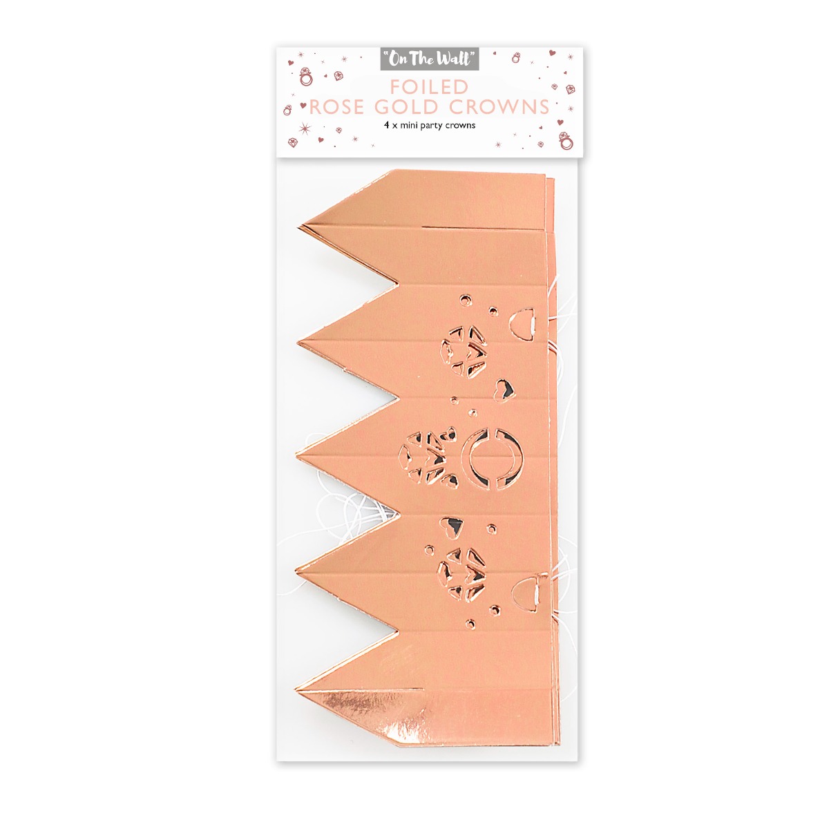 Pukka Party Rose Gold Miniature Crown Party Hats - Pack of 4