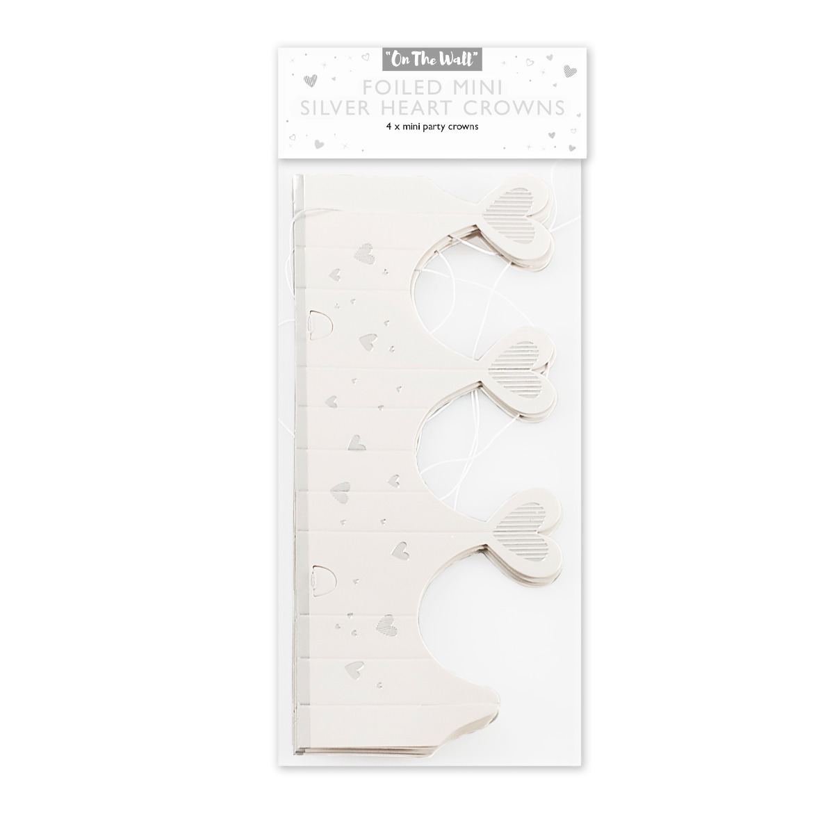 Pukka Party White Miniature Crown Hats with Heart Detailing - Pack of 4