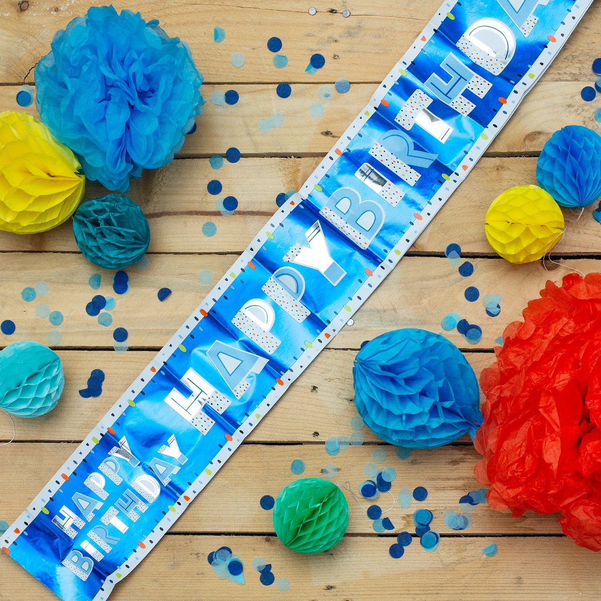 Pukka Party Happy Birthday Recyclable Paper Banner in Blue