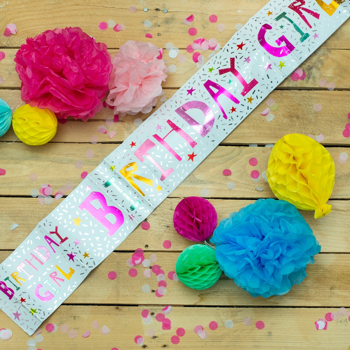 Pukka Party Birthday Girl Recyclable Paper Banner in Pink