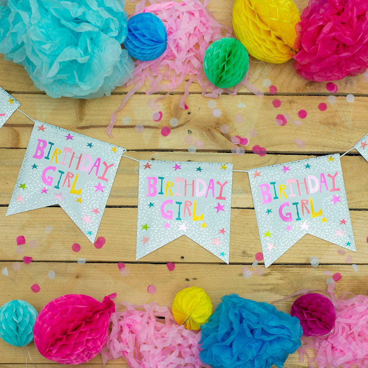 Pukka Party Birthday Girl Recyclable Paper Bunting in Pink