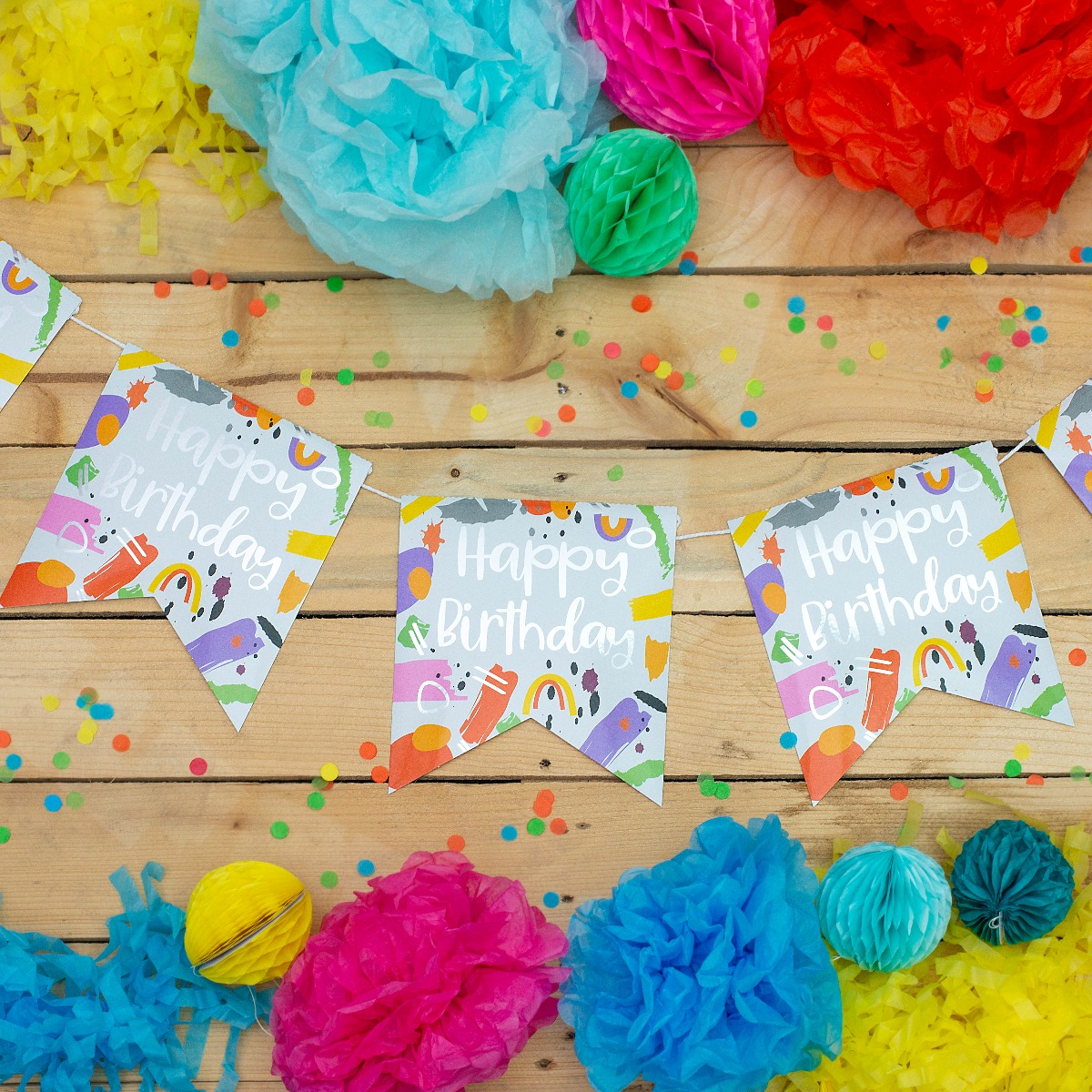 Pukka Party Happy Birthday Recyclable Paper Bunting in Brights