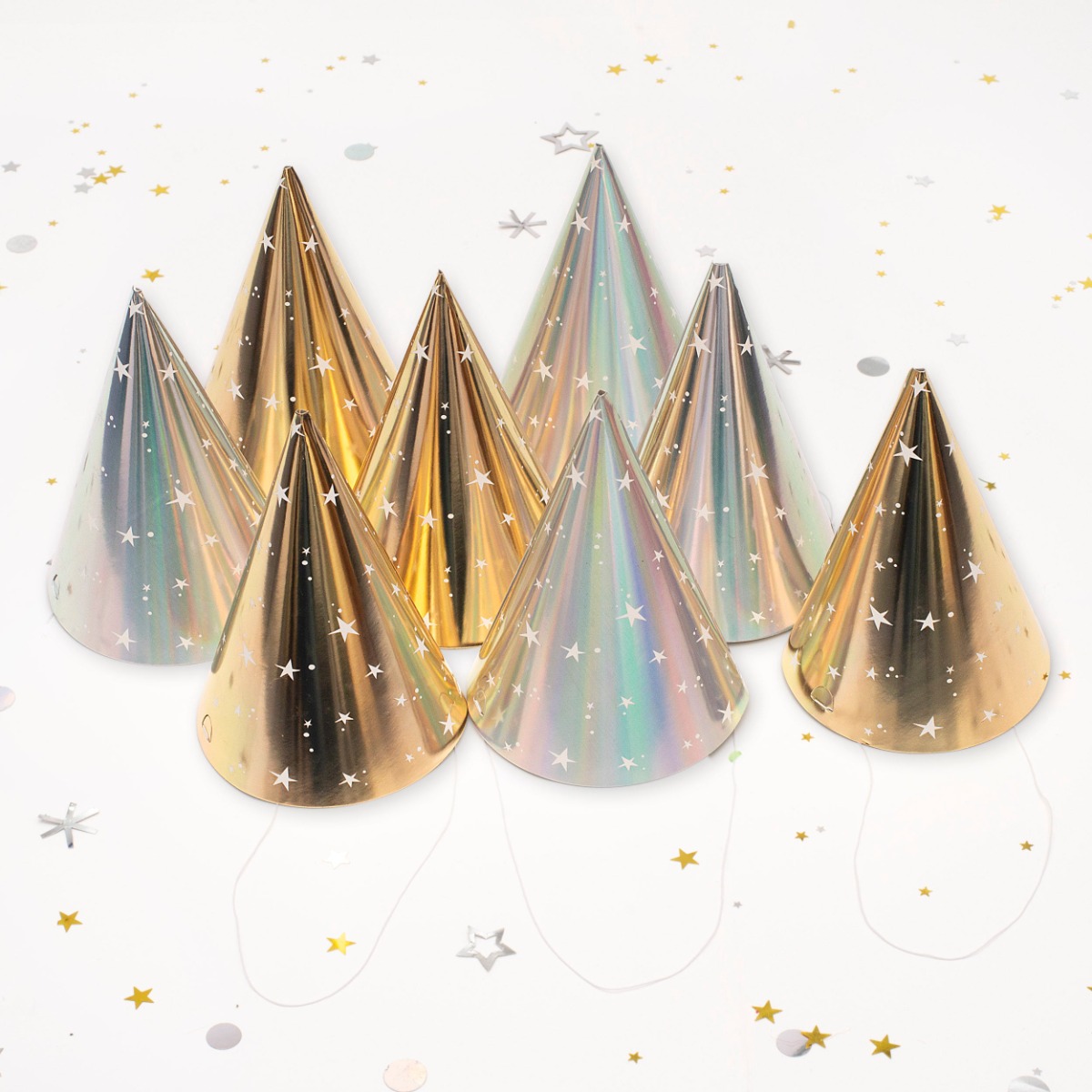 Pukka Party Foil Star Party Hats - Pack of 8