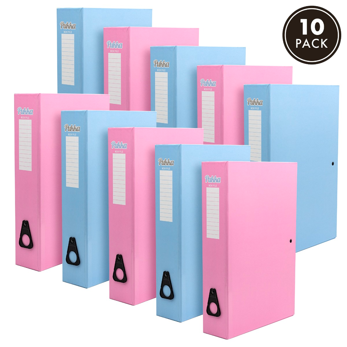 Mit Box File Pink Pukka Pads Foolscap Pastel Box Files in Blue and Pink- Assorted Pack of 10