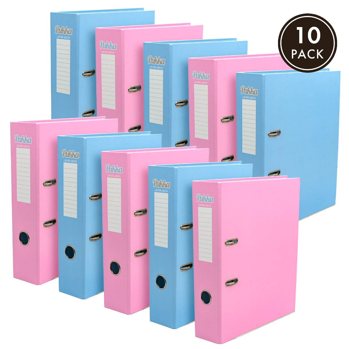 Pukka Pads Pastel Lever Arch File in Blue and Pink - Pack of 10