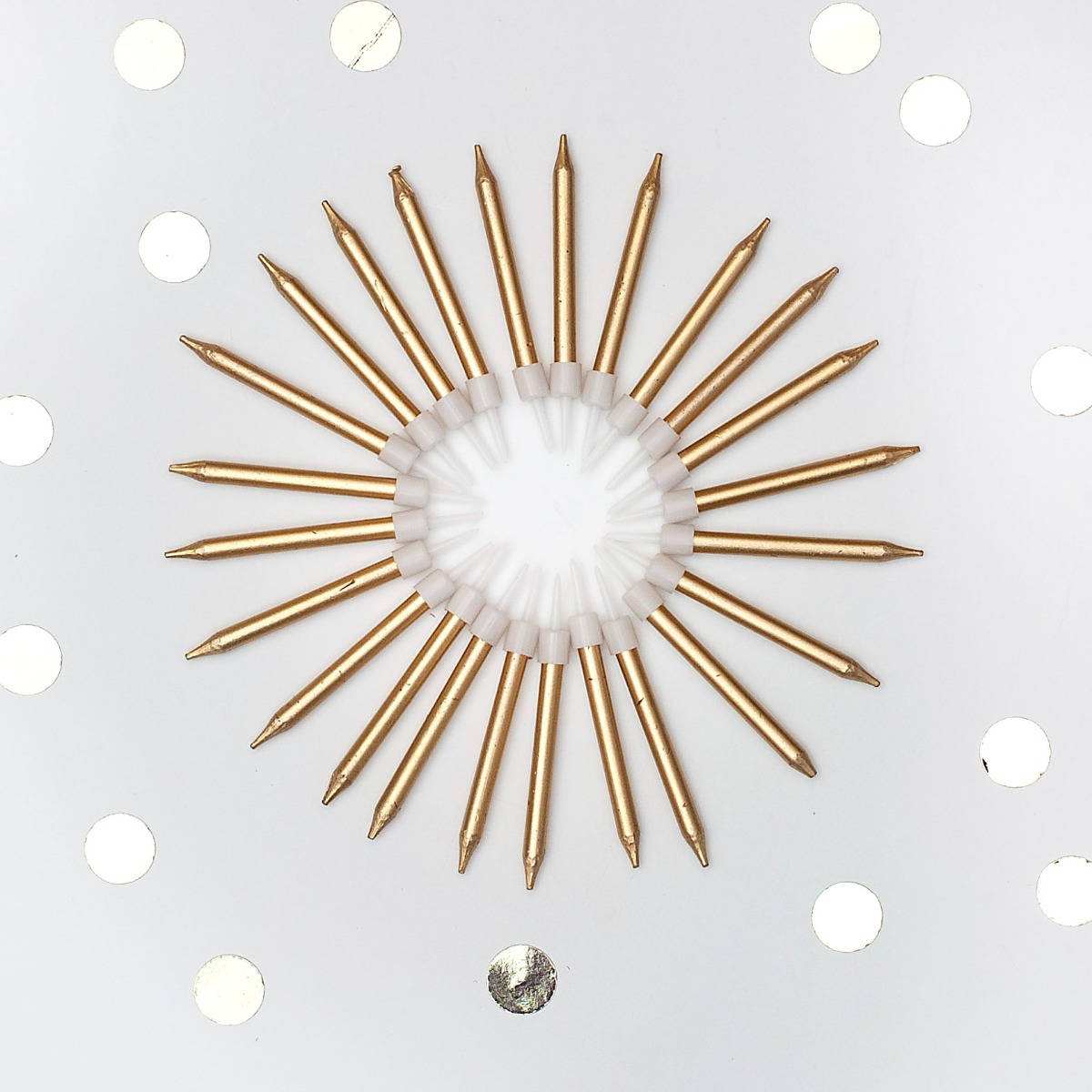 Pukka Party Gold Cake Candles with Holders - Pack of 24