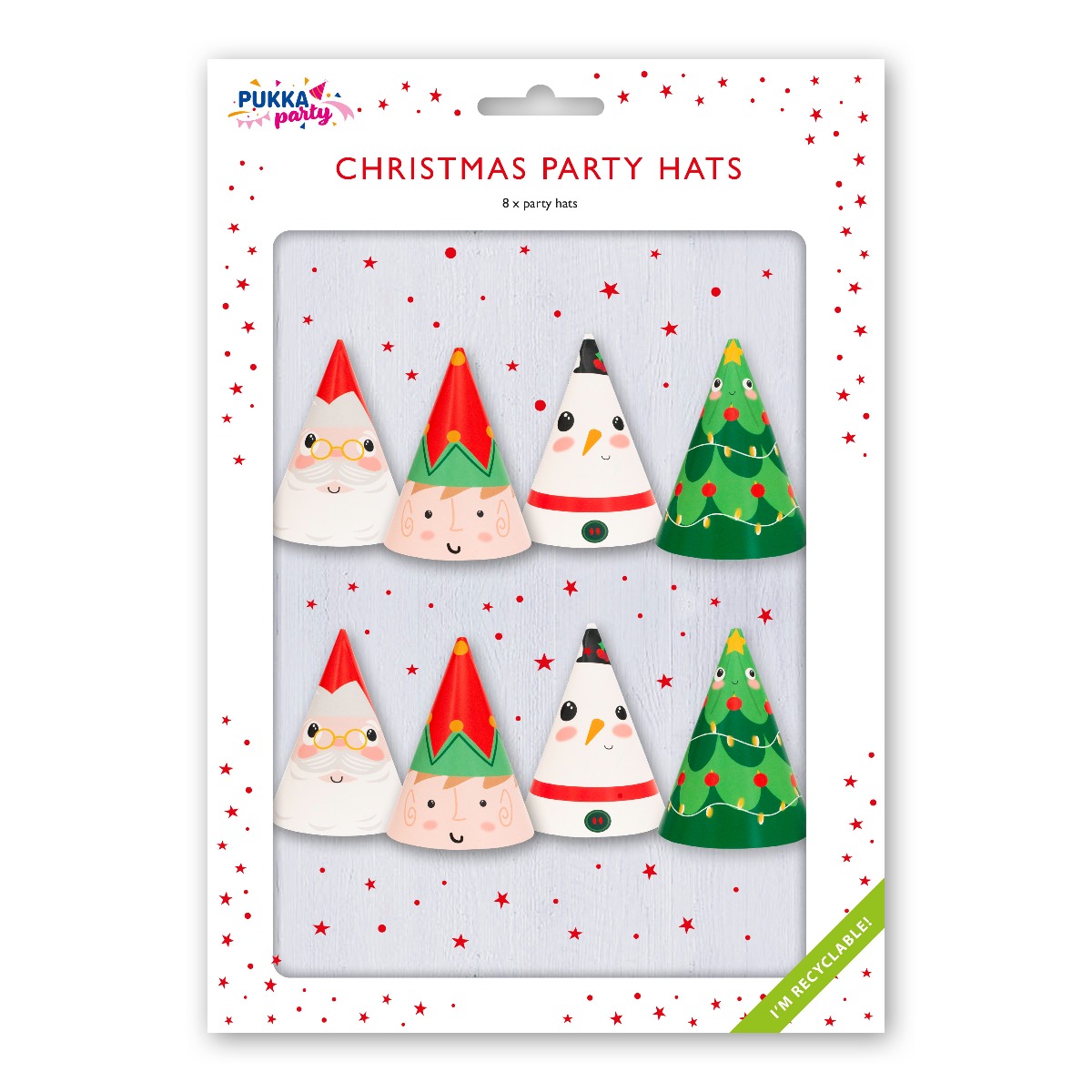 Pukka Party Christmas Party Hats - Pack of 8