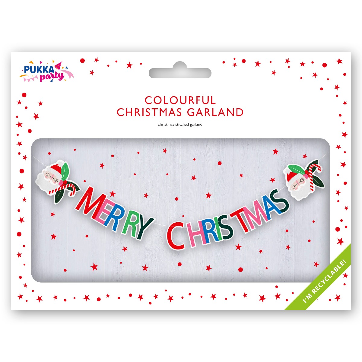 Pukka Party Merry Christmas 1.5m Stitched Garland