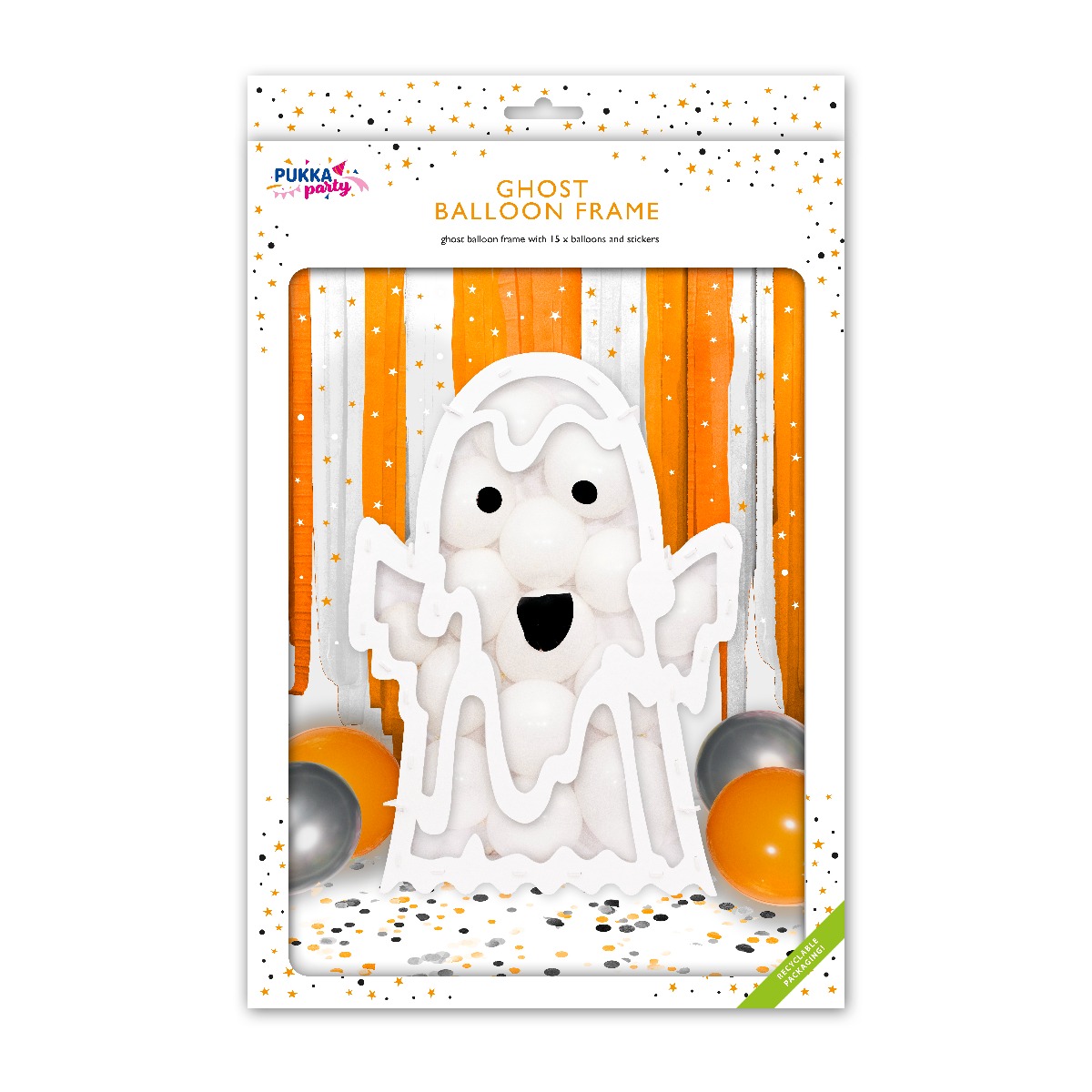 Pukka Party Ghost Halloween Balloon Frame with Balloons