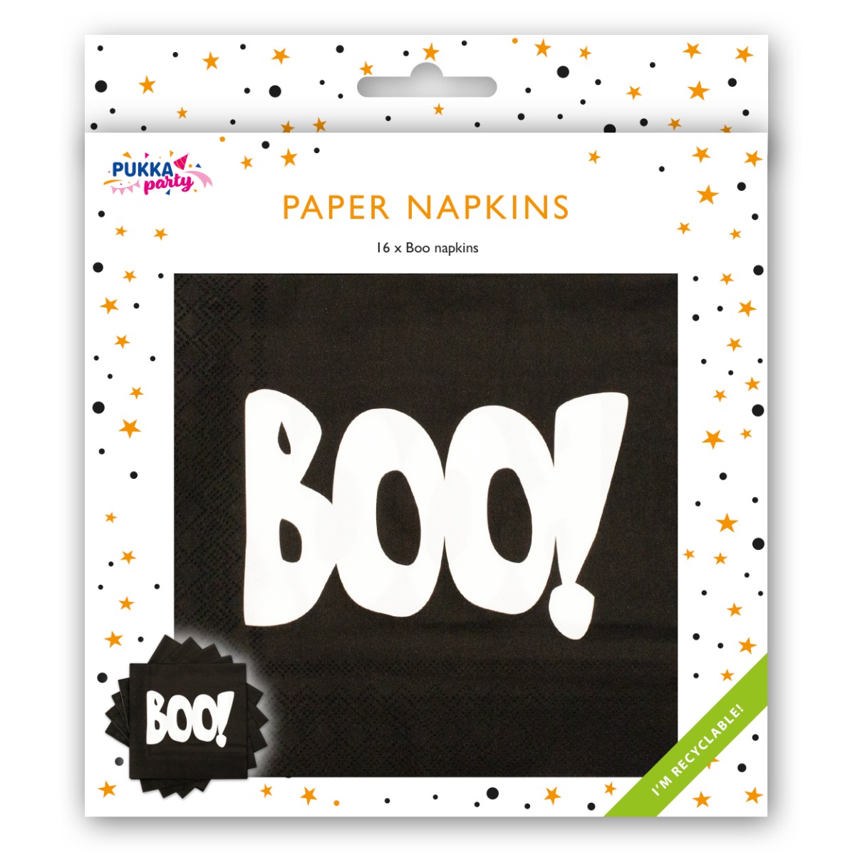 Pukka Party Halloween BOO! Napkins - Pack of 16