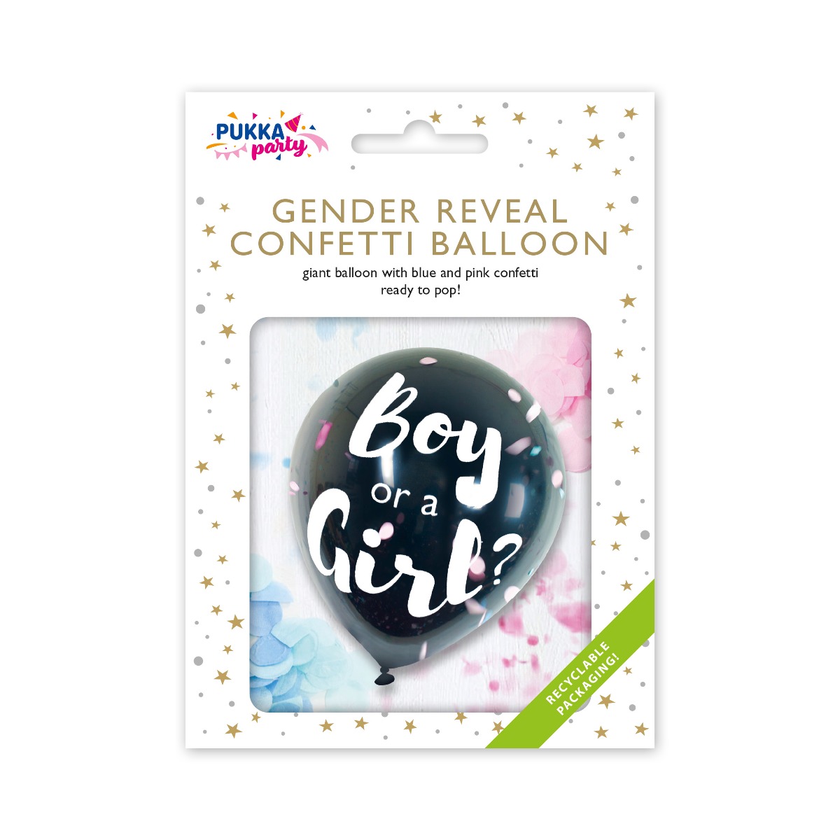Pukka Party Gender Reveal Latex Confetti Balloon