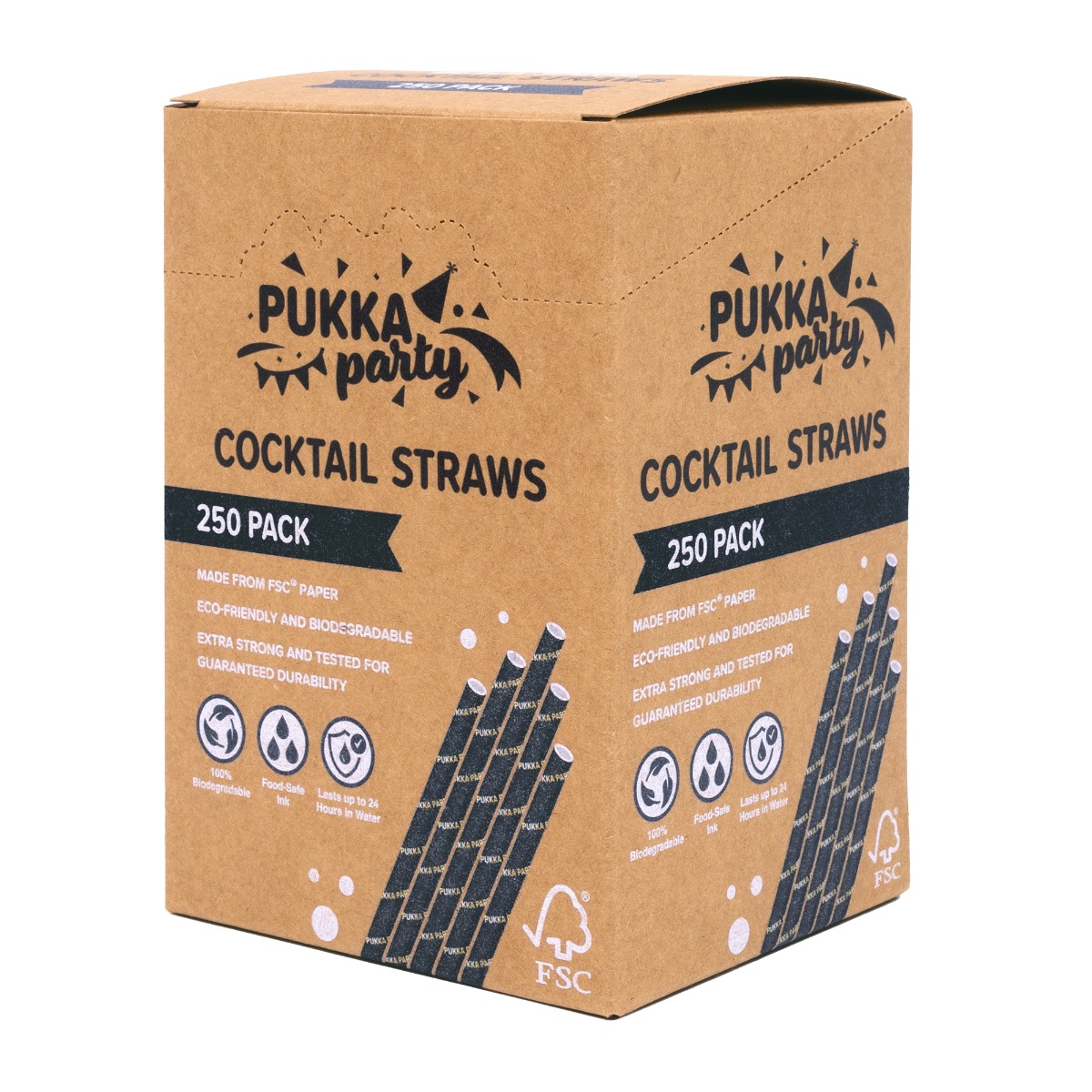 Pukka Party Cocktail Paper Straws - Box of 250